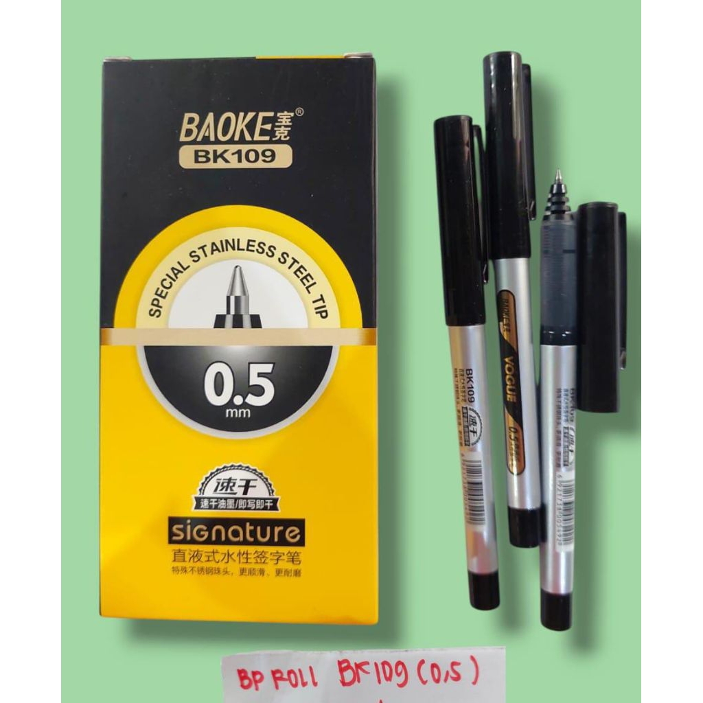 

12PC BAOKE GEL PEN BK 109 HITAM 0.5/ SIGNATURE/ PULPEN TINTA/ GEL INK PEN