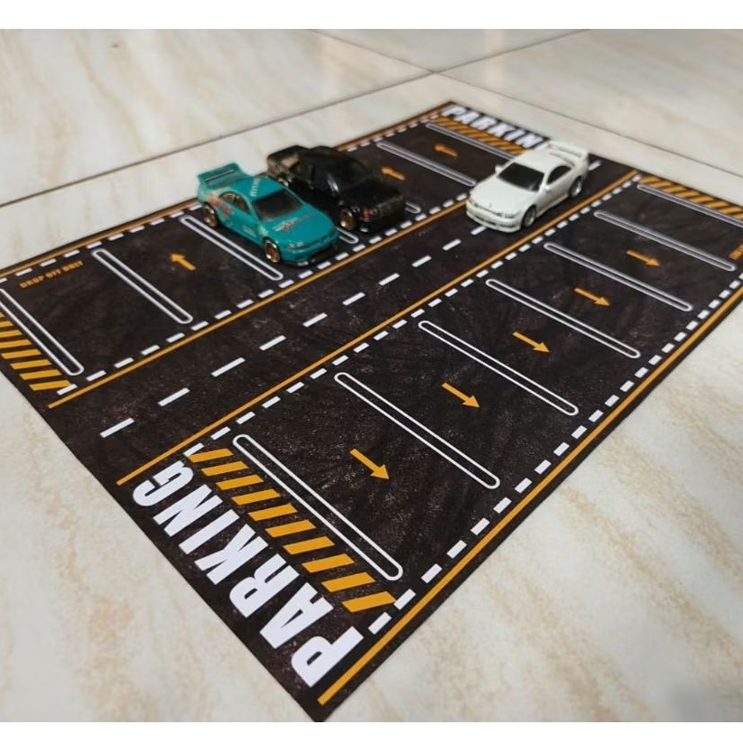 Diorama Parkiran Jalan Paving Hotwheels Diecast Skala 64 Kertas Papercraft