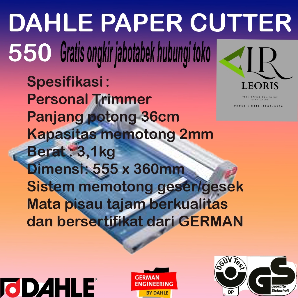 

Pemotong kertas dahle 550