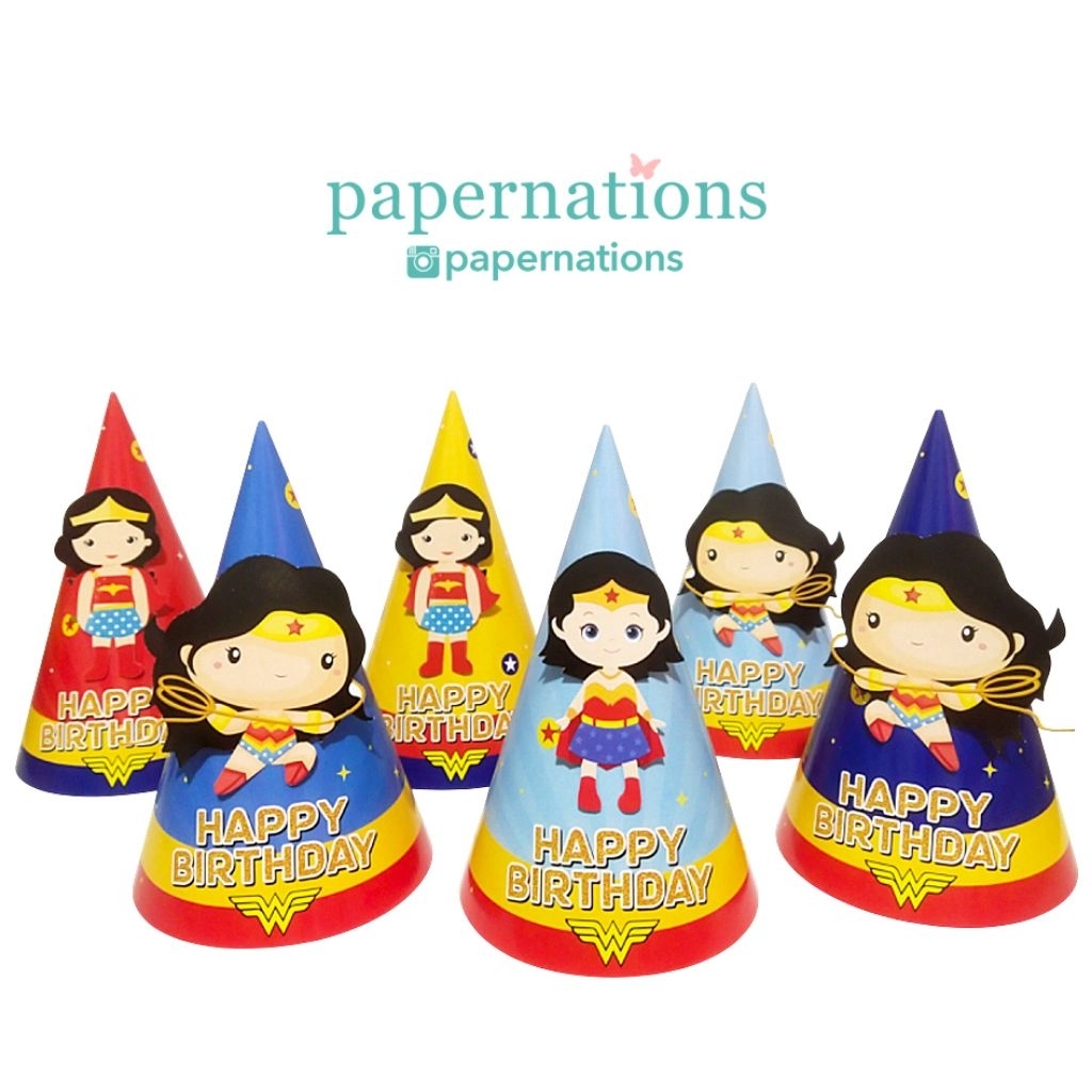 Ay00 Party Hat Wonder Woman / Topi Ultah Wonder Woman / Birthday Hat Wonder Woman