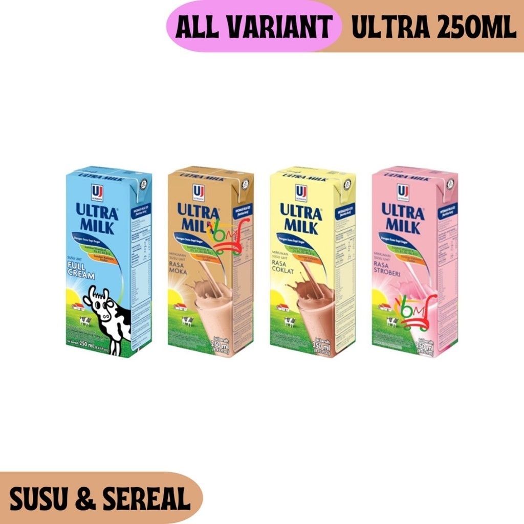 

ULTRA MILK SUSU UHT NETTO 250 ML COKELAT | STROBERY | FULL CREAM | MOCCA MURAAH