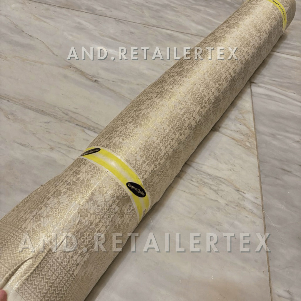 Bahan Kain Songket Palembang Warna Gold Cream Ivory /Bahan Rok Lilit/Rok Kebaya/Kain Samping/Songket