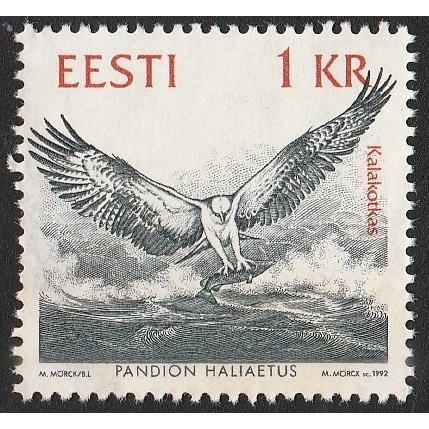

A 11482 SATU BUAH PRANGKO EESTI ESTONIA NOMINAL 1 KRONE TEMA SATWA BURUNG PANDION HALIAETUS DENGAN KONDISI BELUM ADA CAP