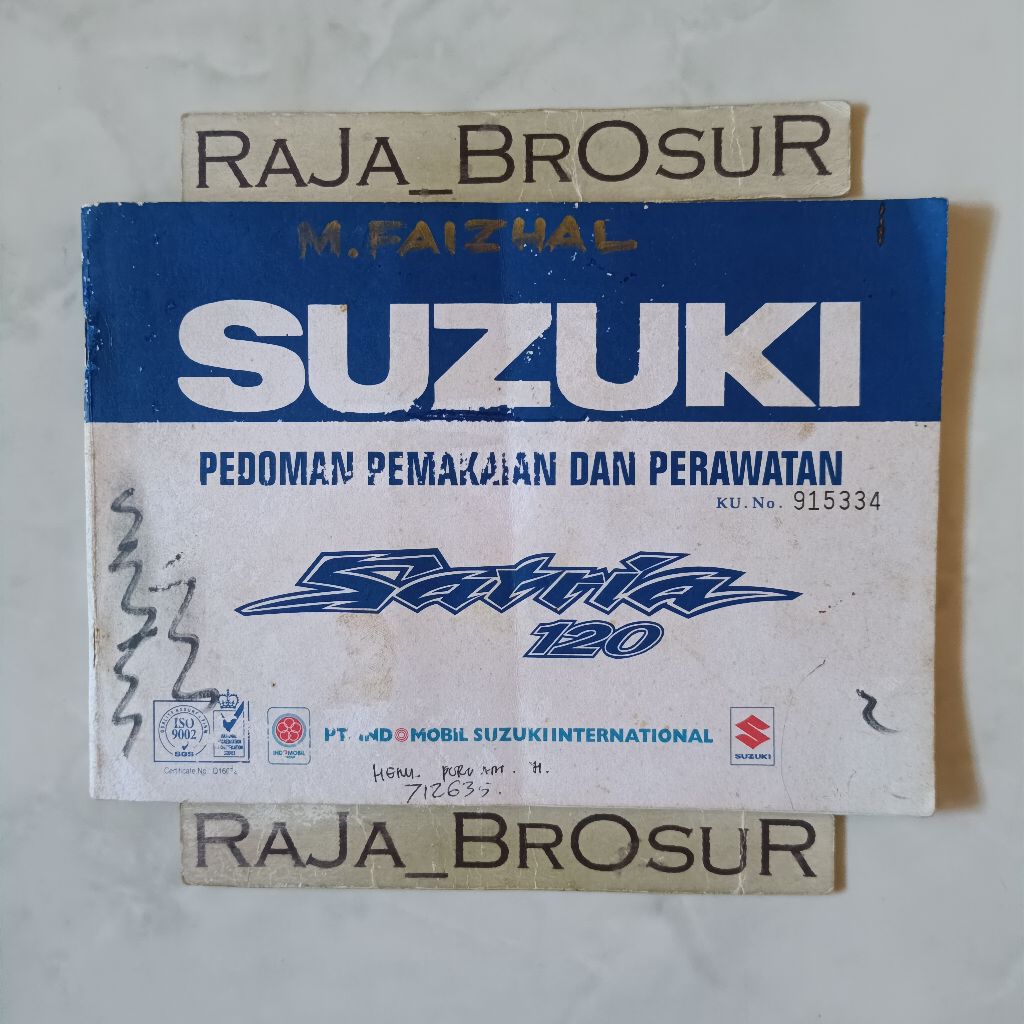 Buku pedoman pemakaian dan perawatan Manual book Suzuki Satria 120 R Satria 120R Satria 120 S Satria