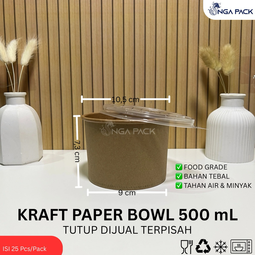 Paper Bowl / Kraft Paper Bowl 500 mL 25 Pcs