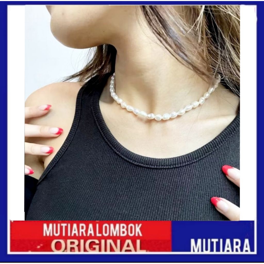 perhiasan kalung mutiara lombok asli kalung mutiara air tawar kalung wanita kalung mutiara  putih