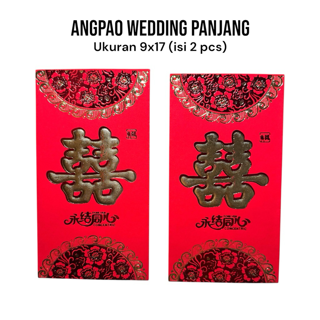 

Angpao Wedding / Shuangxi Panjang 9x17 cm isi 2 pcs
