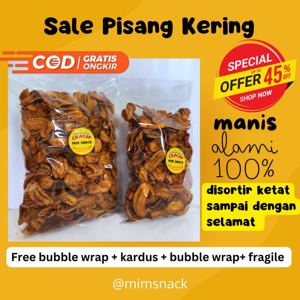 

Sale Pisang Kering Manis 1kg - Mim Snack | Camilan Tradisional Alami | Keripik Pisang Renyah | Snack Pisang Tahan Lama