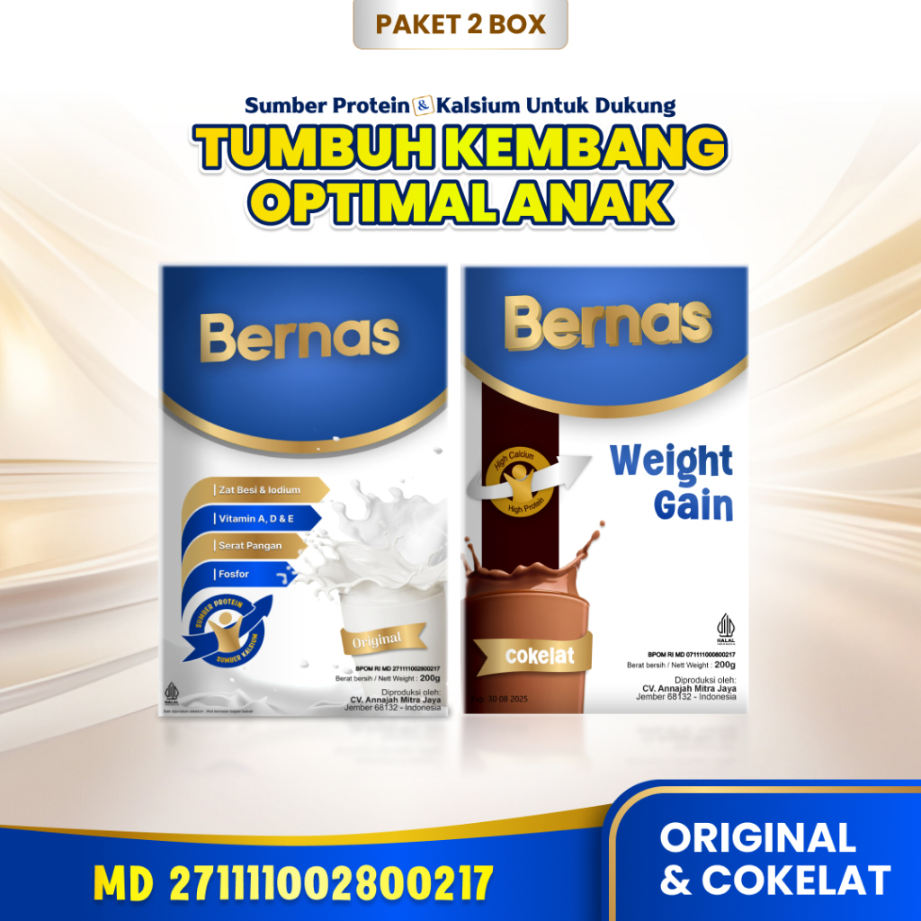 

Paket 4 Box BERNAS || Susu Pertumbuhan & Perkembangan anak || Asupan Protein & Asupan Kalsium