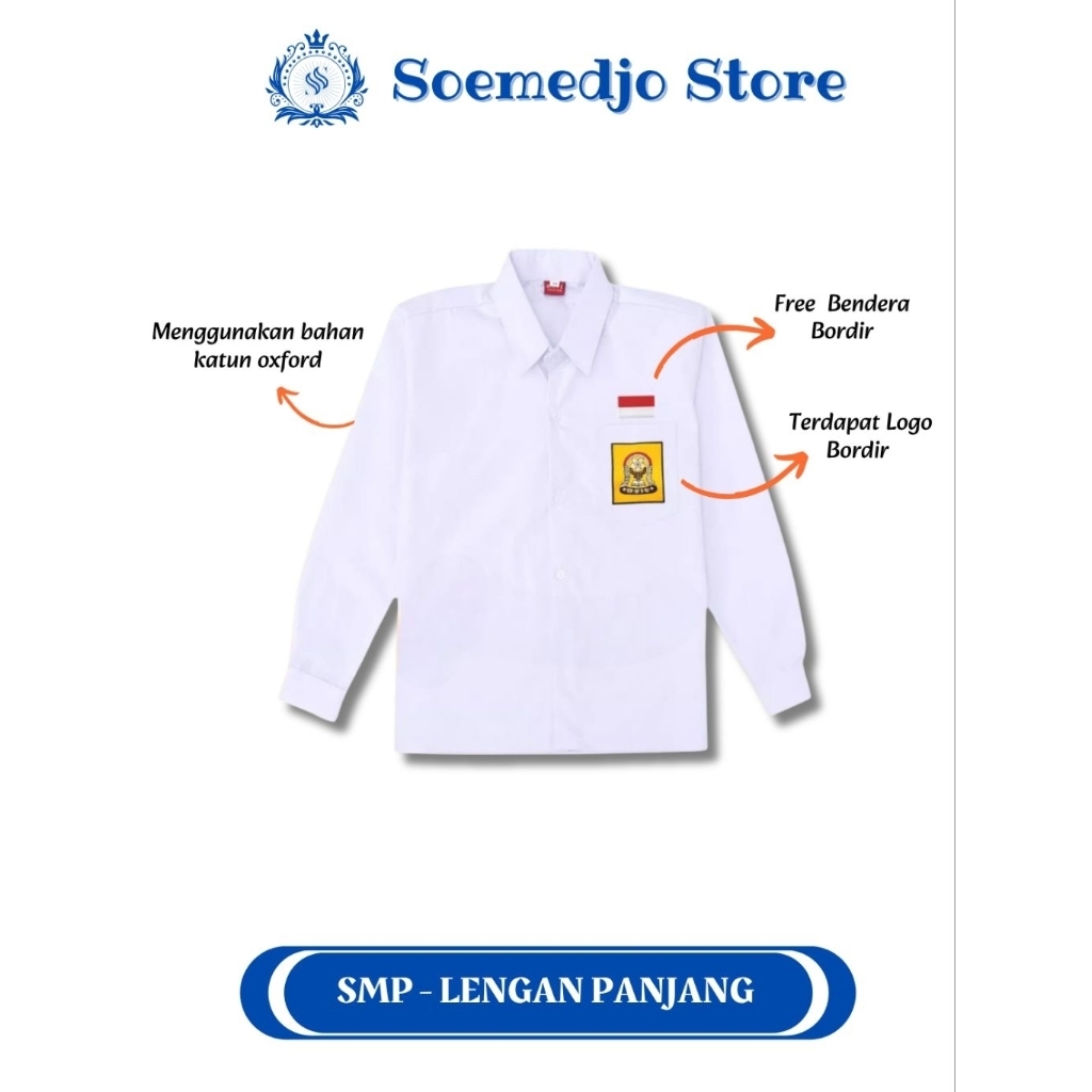 Baju Putih SMP Lengan Panjang Pendek / Baju Osis SMP / Baju Seragam SMP / Baju Sekolah SMP / Atasan 