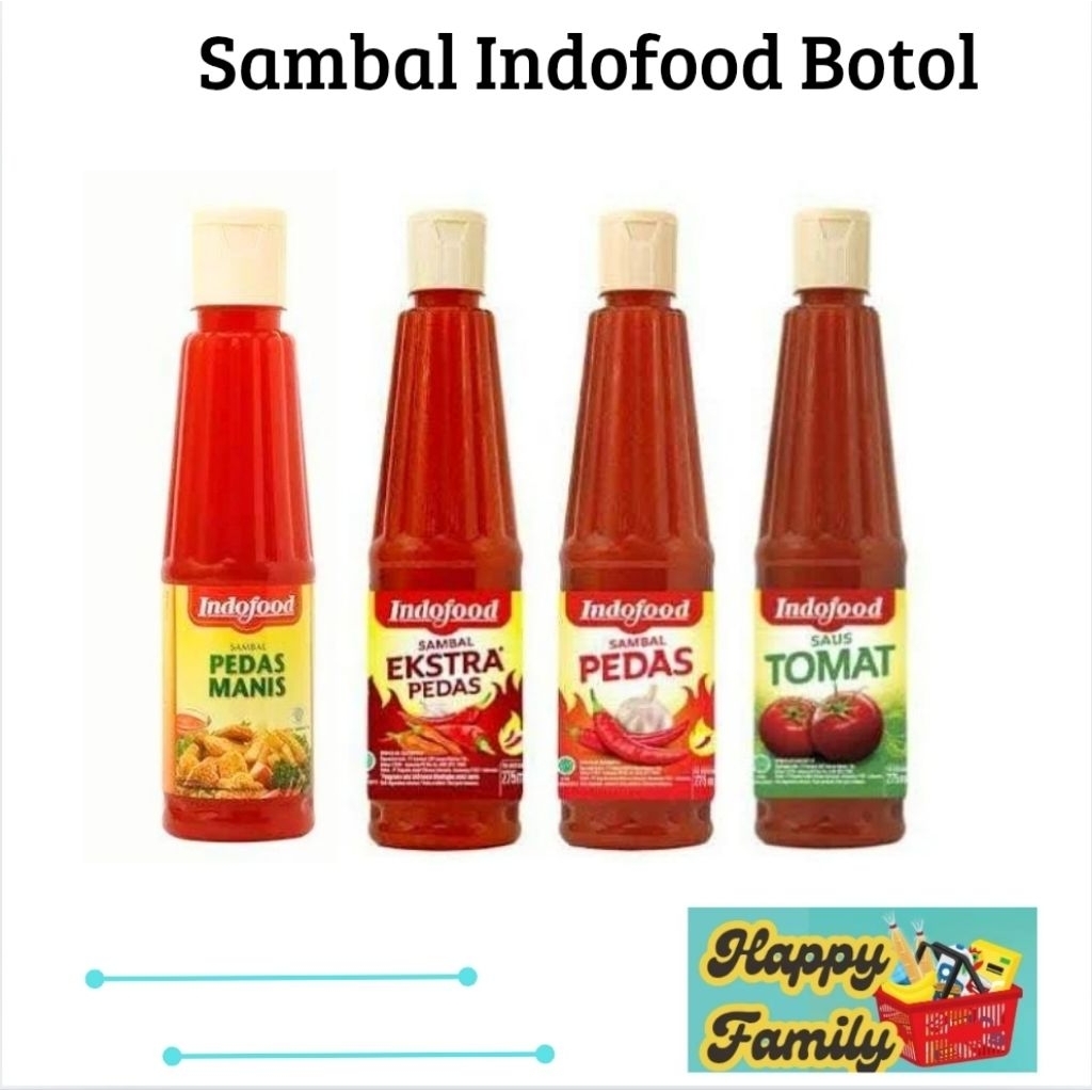 

Sambal indofood Botol Pedas, Pedas Manis, Extra Pedas, & Tomat