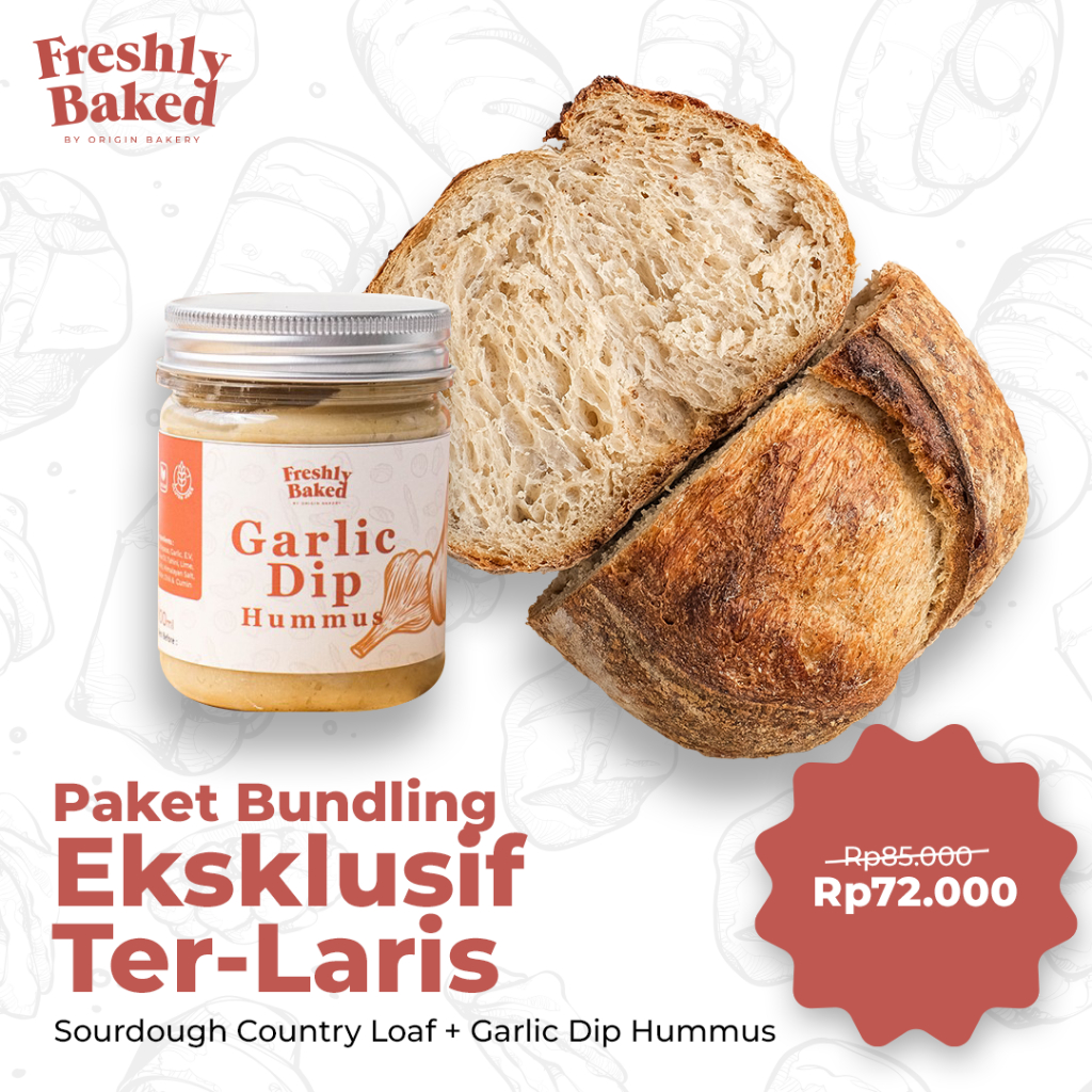 

Eksklusif Bundling: Sourdough Country Loaf + Garlic Dip Hummus