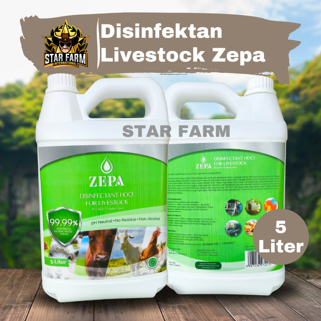 Zepa Livestock Disinfectant Cair HOCL 5L - STAR FARM