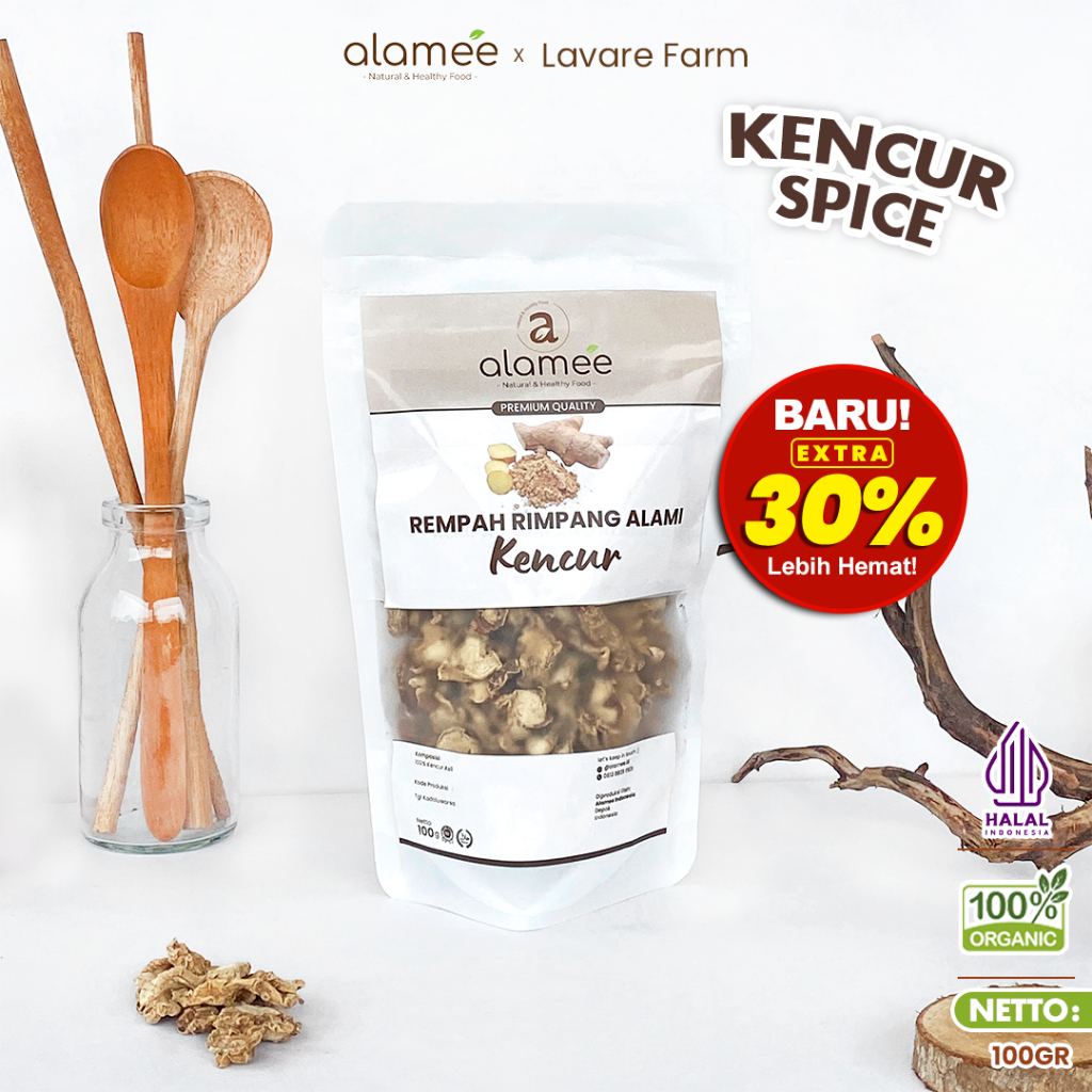 

ALAMEE Kencur Kering Dried Galangal Rempah Rimpang Organik Alami Bumbu Seasoning Masakan Masak 100gr BUMA