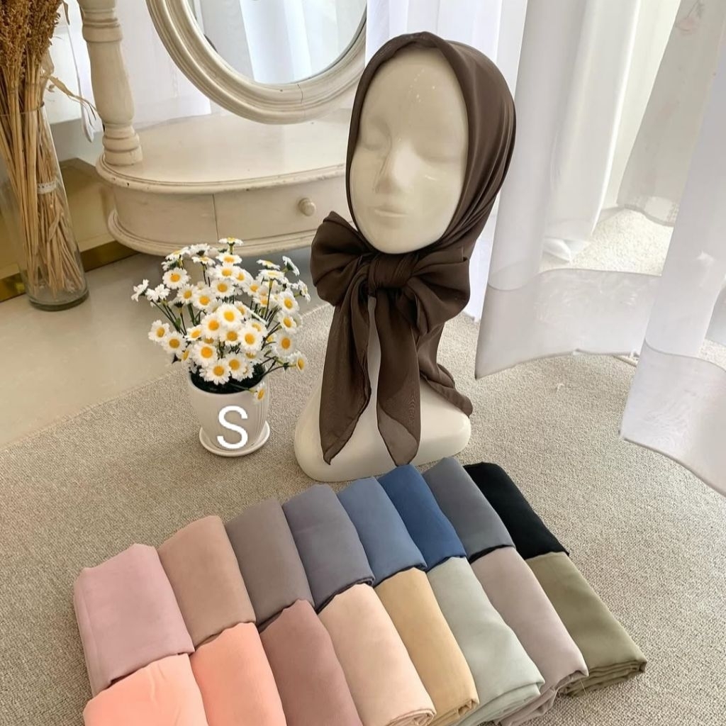 Plain Square Hijab Polytcotton Premium Segi Empat Bella Ori