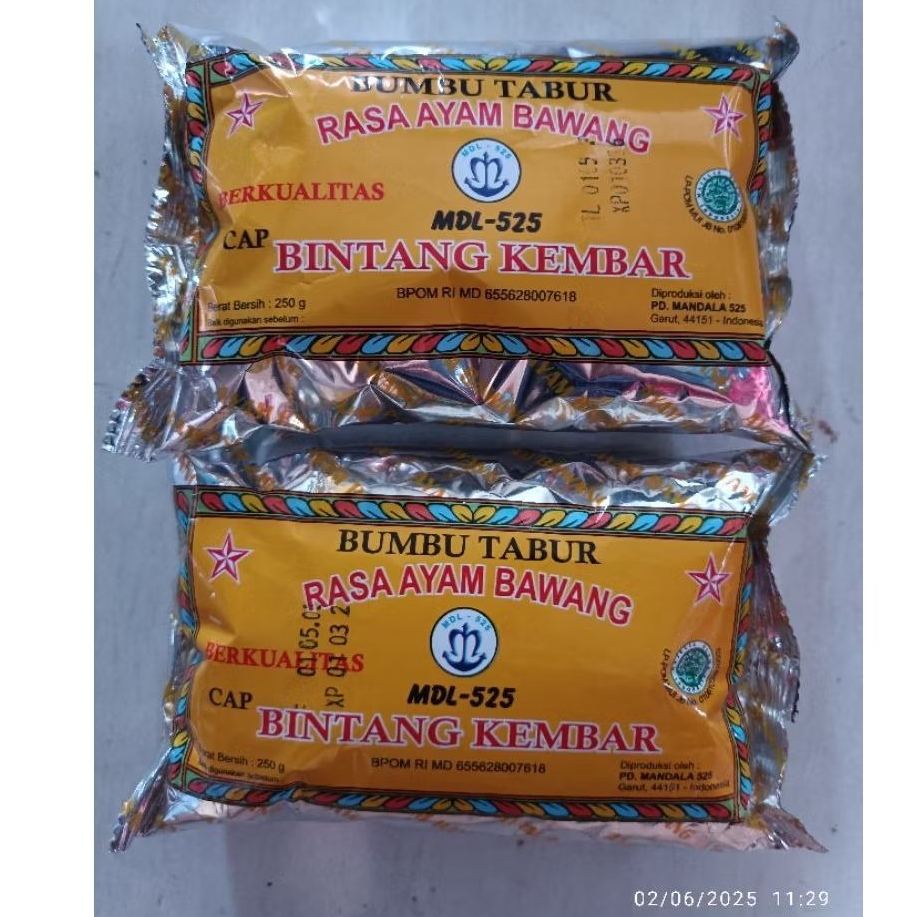 

Bumbu Tabur Rasa ayam bawang cap bintang kembar 250gr