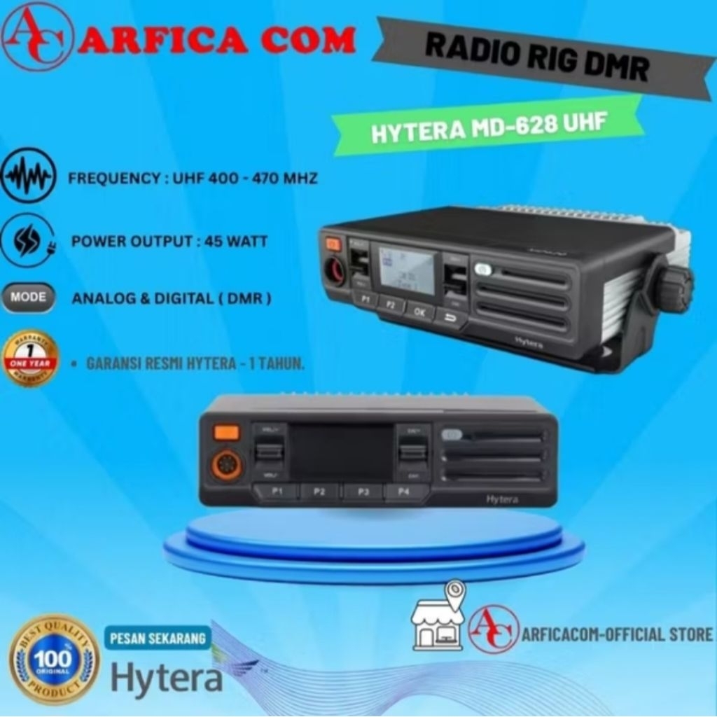 RADI RIG HYTERA MD-628 UHF 400-470MHZ ORI GARANSI HYTERA MD 628 RIG MOBIL HYTERA