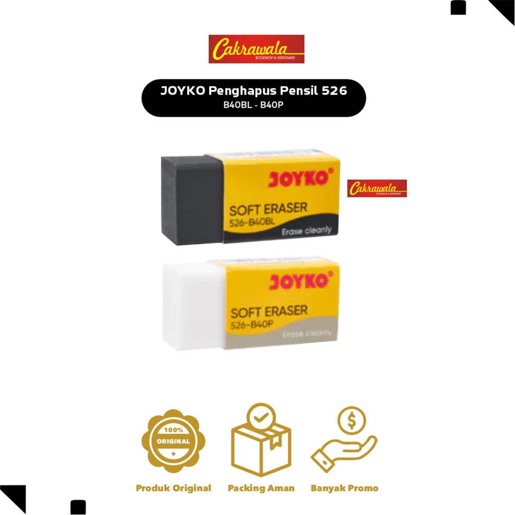 

JOYKO Penghapus Pensil 526 | Eraser Joyko Hitam & Putih | Penghapus Tidak Merusak Kertas