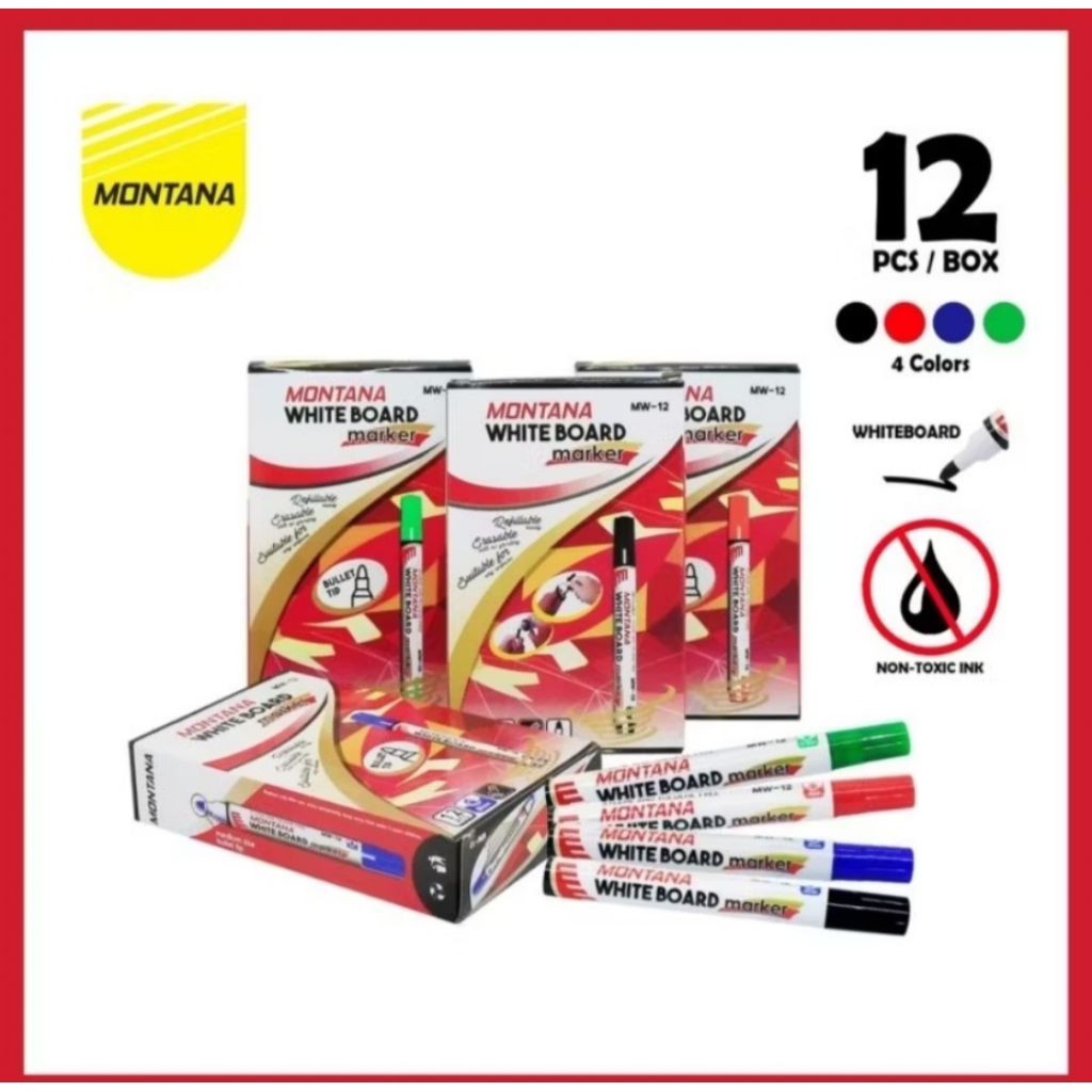 

[1 LUSIN ] SPIDOL WHITE BOARD MONTANA HITAM | SPIDOL BISA DIHAPUS | SPIDOL NON PERMANEN