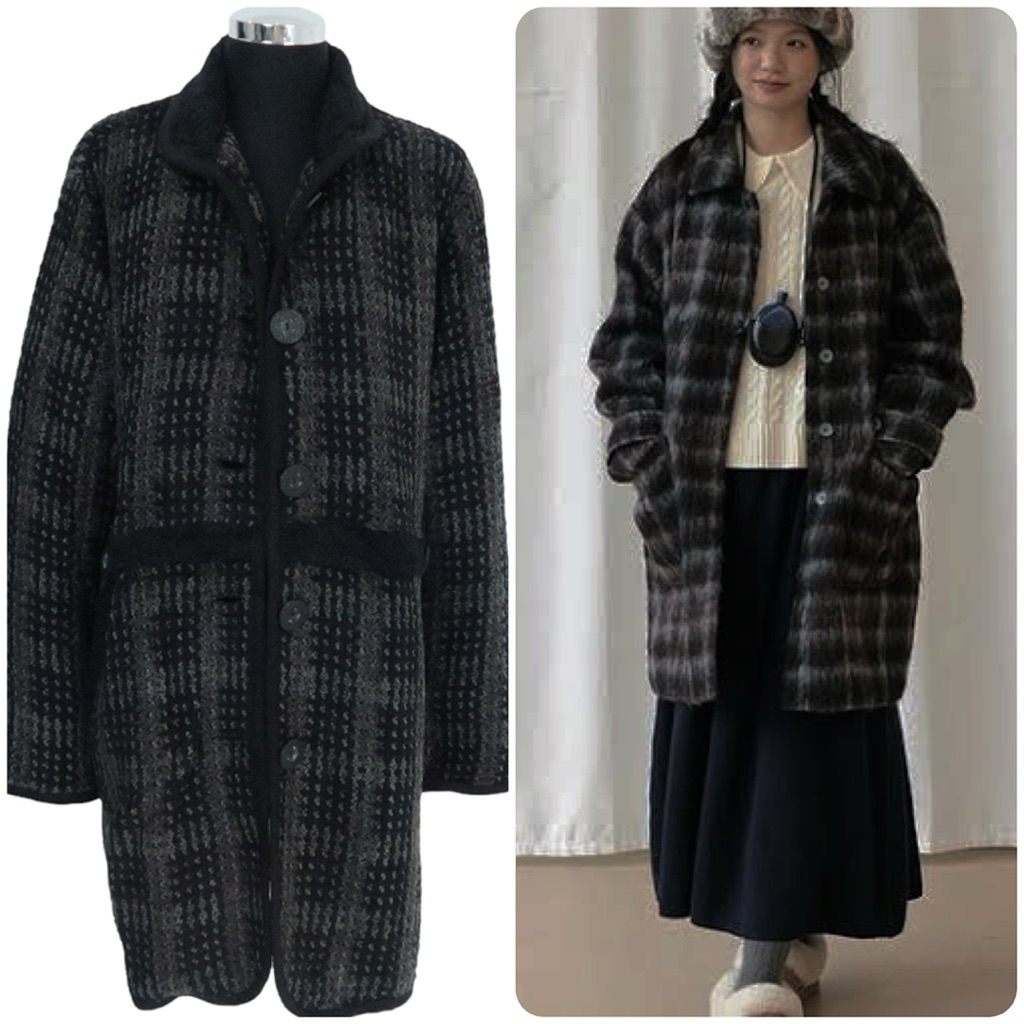 Women plaid coat in multicolor