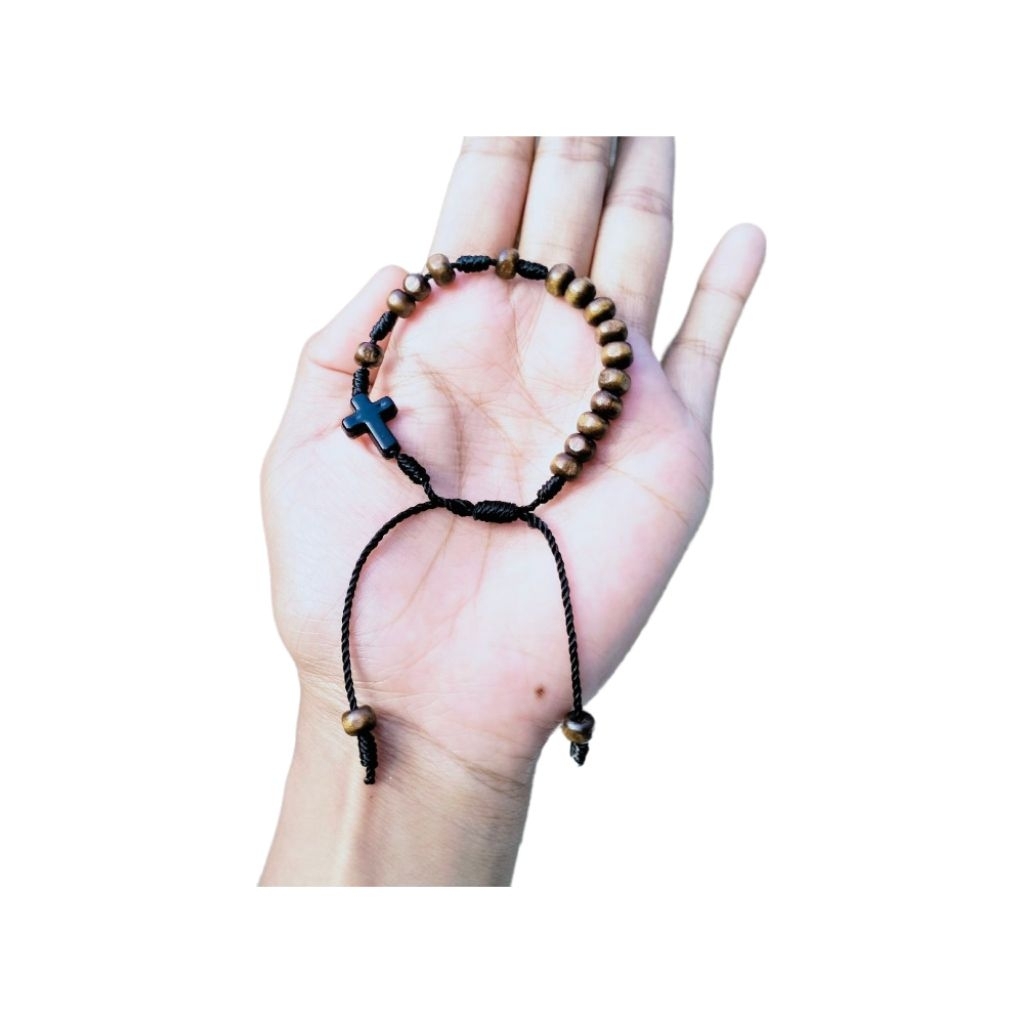 G245 GELANG SALIB MANIK KAYU 5MM