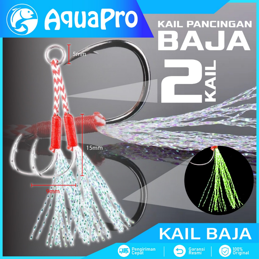 Kail Pancing Baja Hook Glow in The Dark Anti Karat dan Tajam Cocok untuk Laut & Sungai
