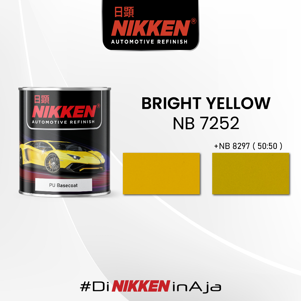 NIKKEN NB 7252 - Warna Solid - Cat PU Basecoat Mobil Motor - Bright Yellow