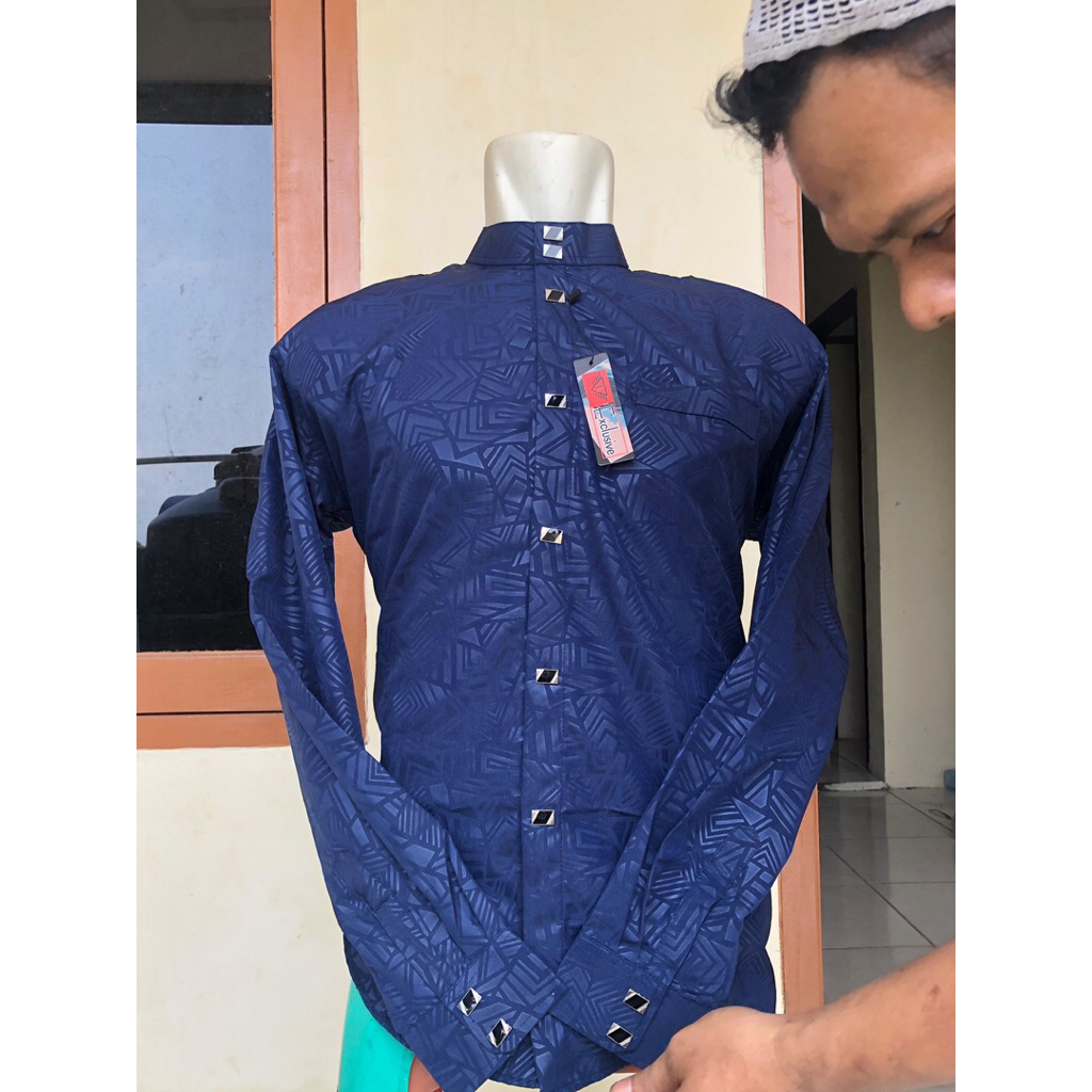 Kemeja Koko Motif Embos Kemko Sultan Pakaian Pria Dewasa