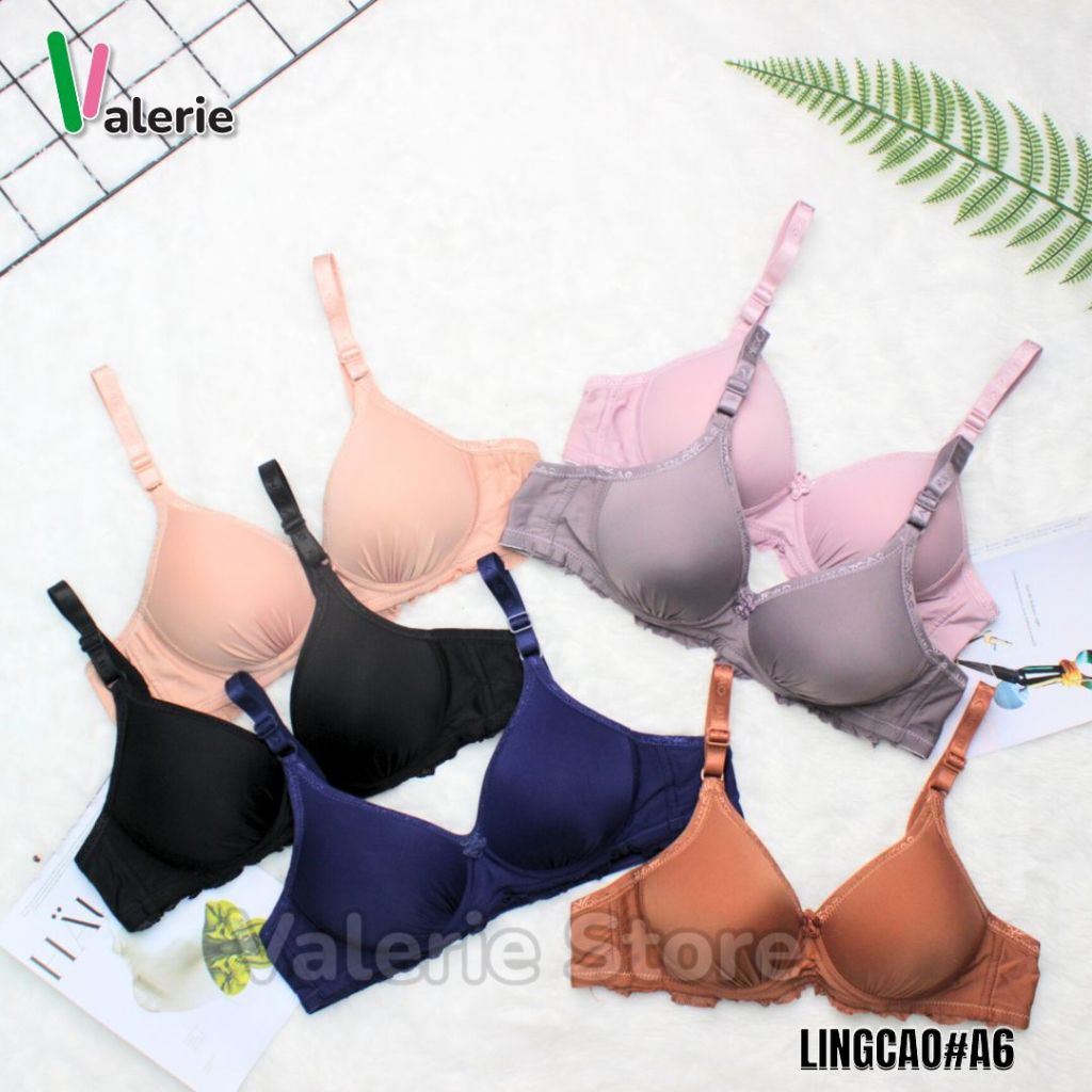 (3PCS) BRA WANITA DEWASA LINGCAO A6 / BH CEWE KAIT 2 WARNA GELAP NYAMAN