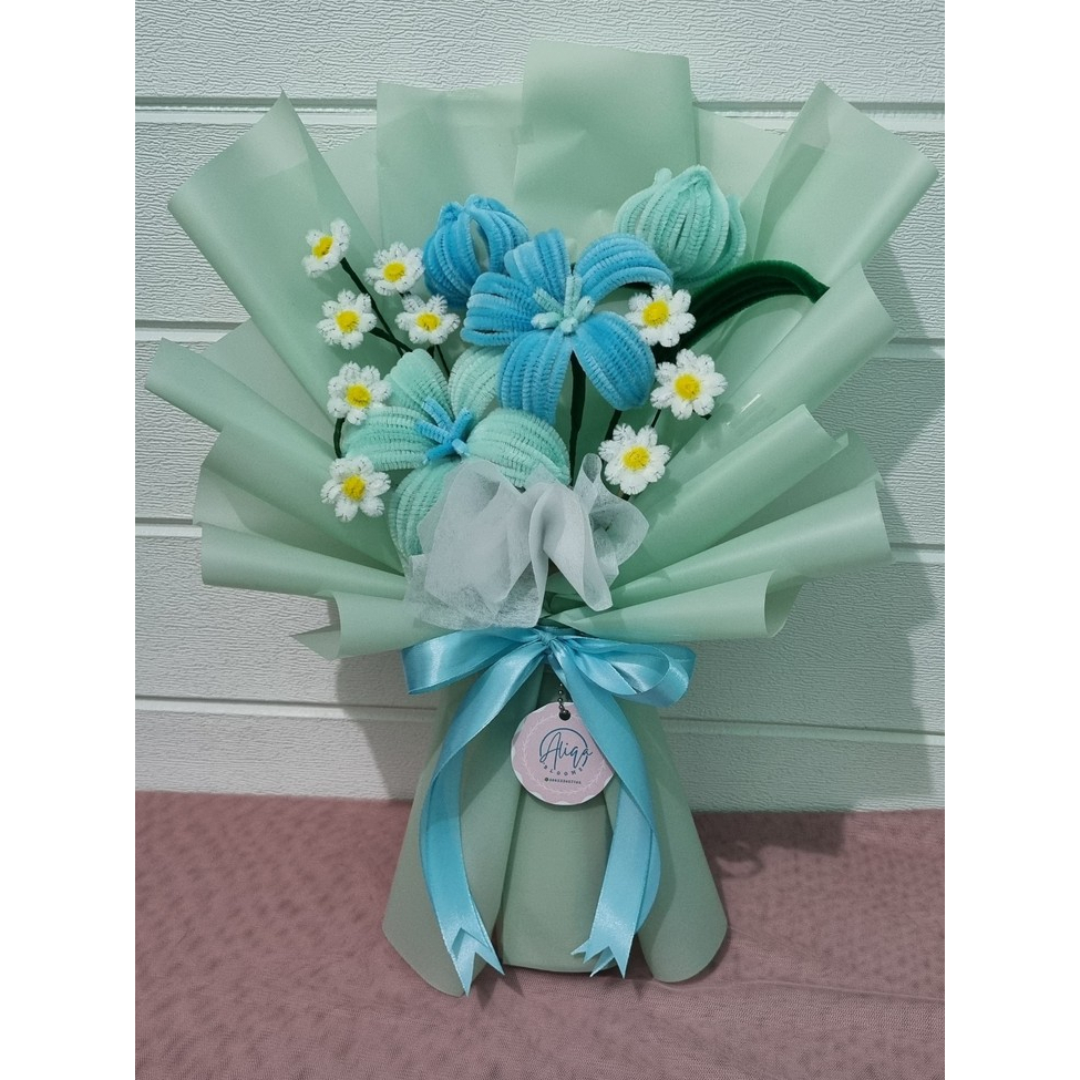 (READY STOK)  Buket Bunga Kawat Bulu / Buket Kawat Bulu / Buket Bunga Tulip Kawat Bulu/ Buket Bunga 