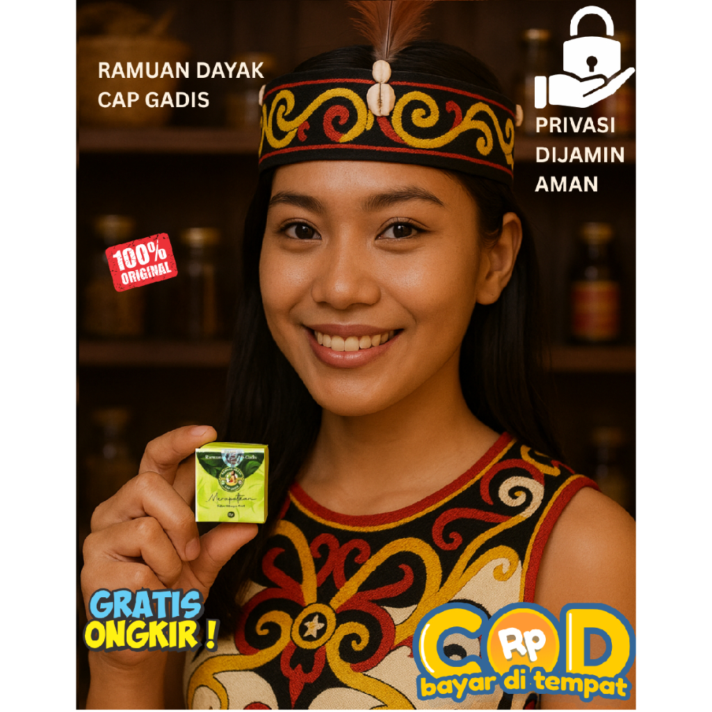 CAP GADIS RAMUAN DAYAK MERAPATKAN DALAM 5 MENIT 100% HERBAL ISI 15GR