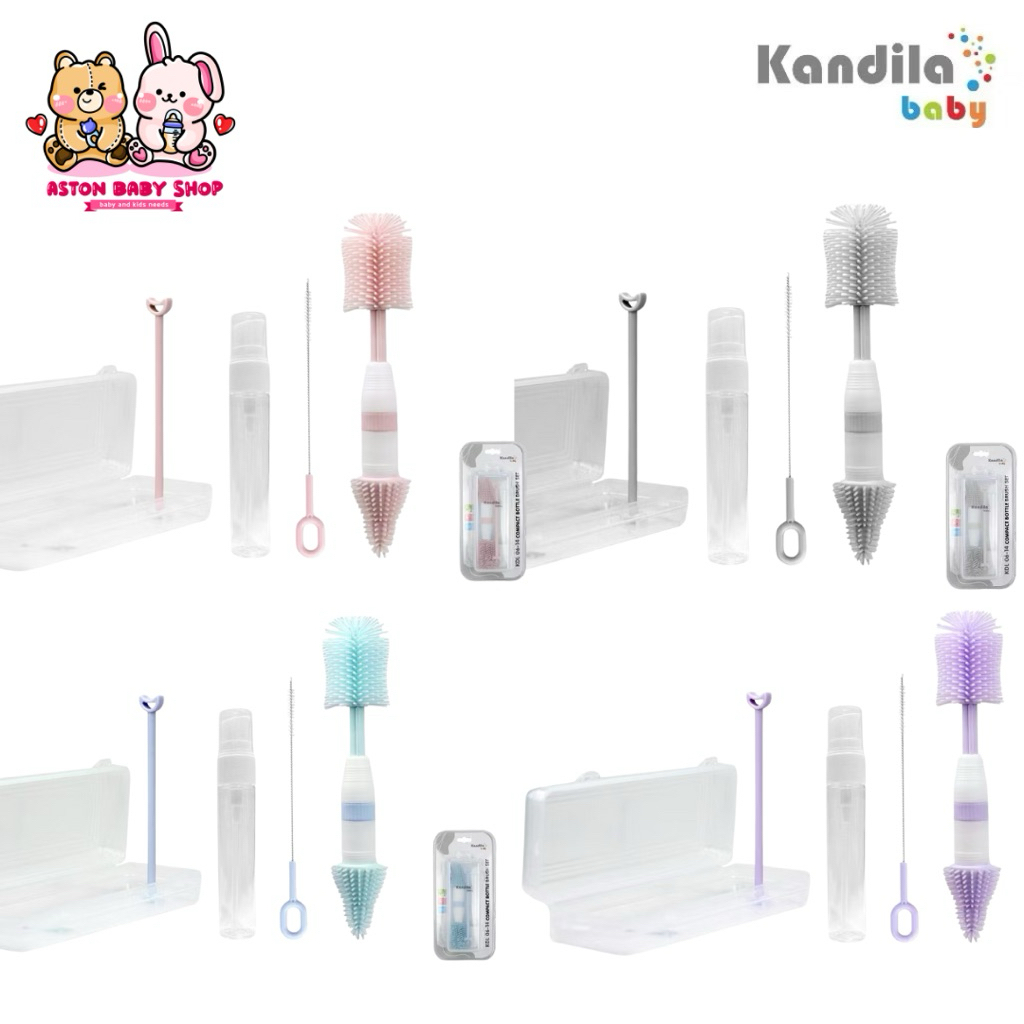 Kandila KDL06-14 Compact Bottle Brush Set / Set Sikat Botol Susu Travel Dengan Tempat / Set Sikat Bo