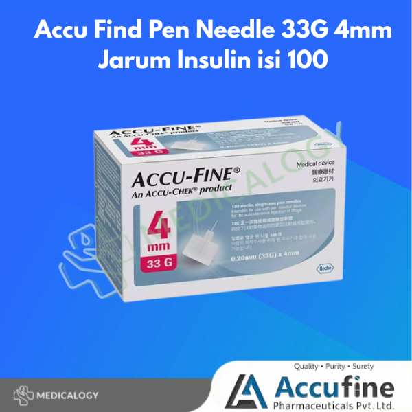 Accu Find Pen Needle 33G 4mm Jarum Insulin isi 100