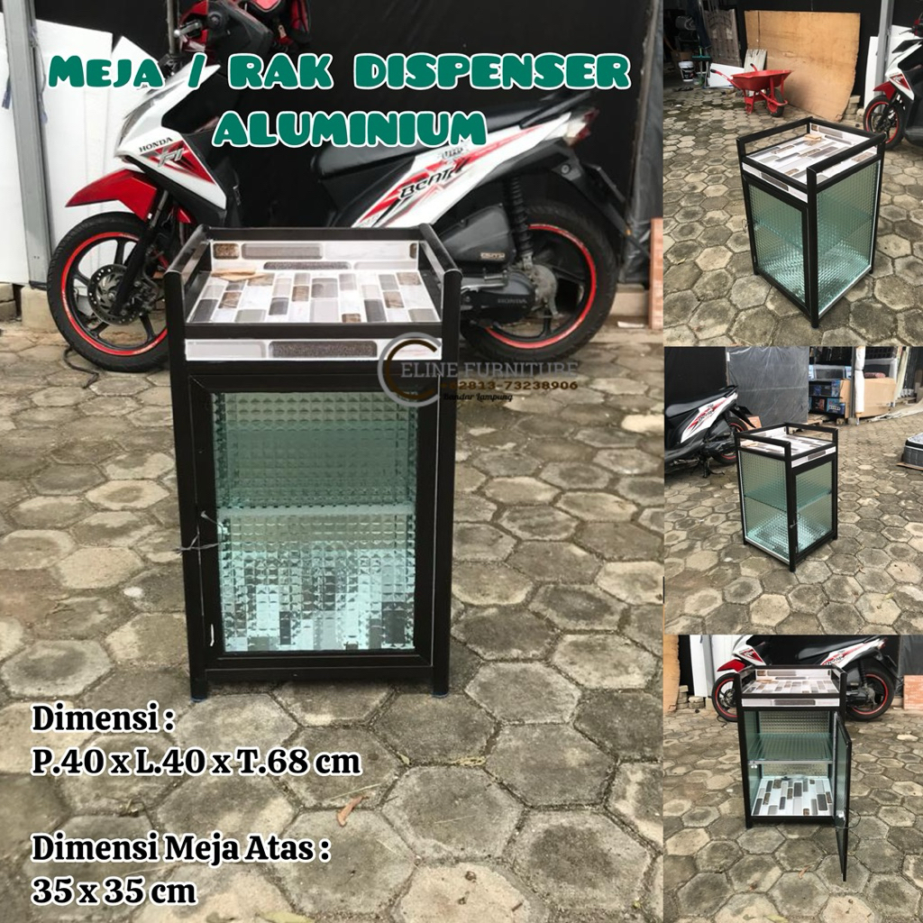 Meja | Rak Dispenser Serbaguna Single Minimalis Bahan Aluminium Kaca Tahan Lama