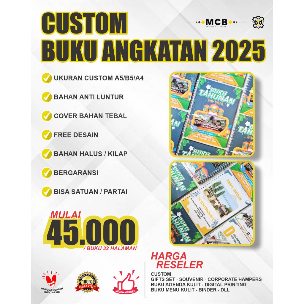 

Buku Tahunan Sekolah Custom Yearbook ukuran a5 a4 b5