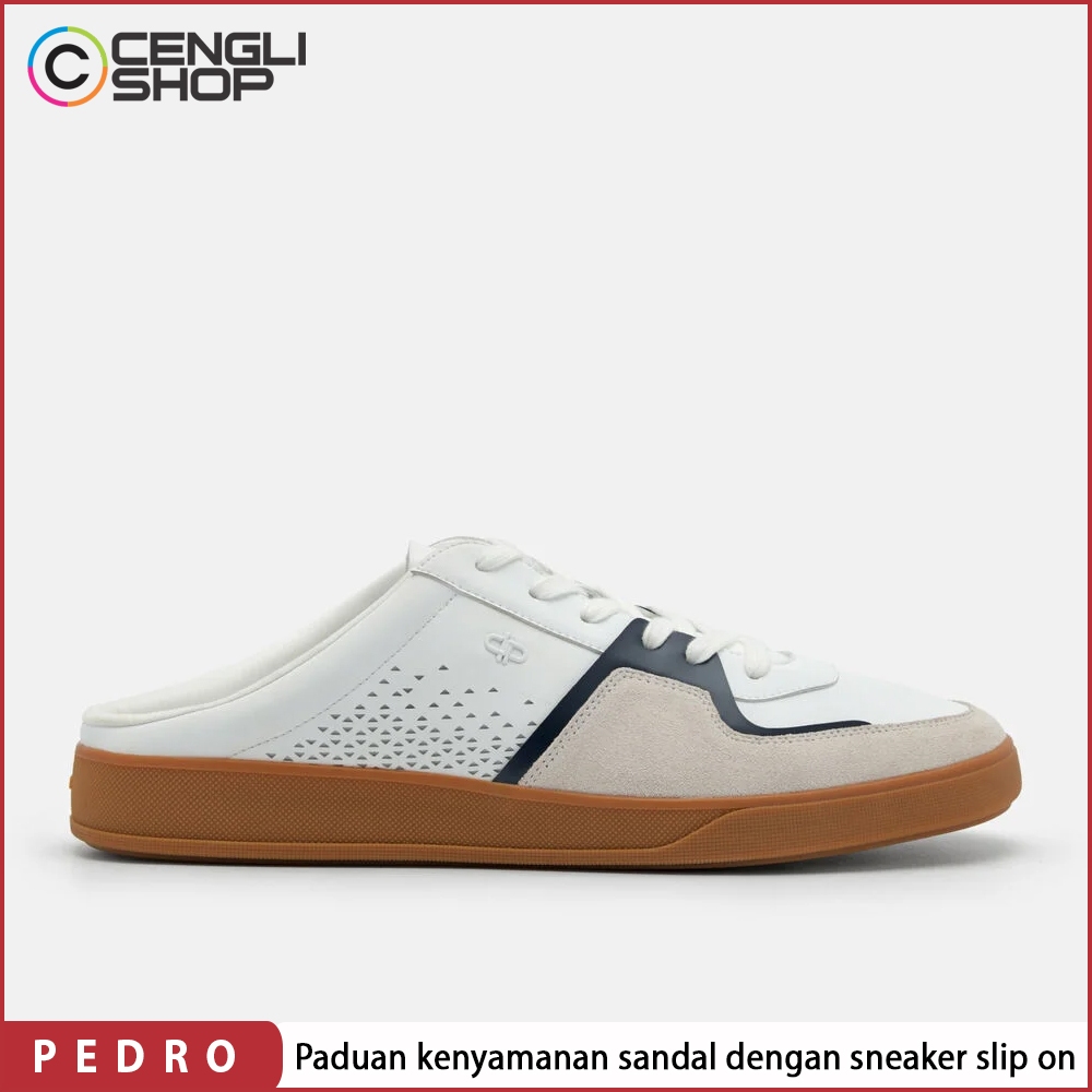 SEPATU SANDAL PEDRO PRIA ORIGINAL SNEAKER SLIP ON SLOP SENDAL SELOP PUTIH PM004