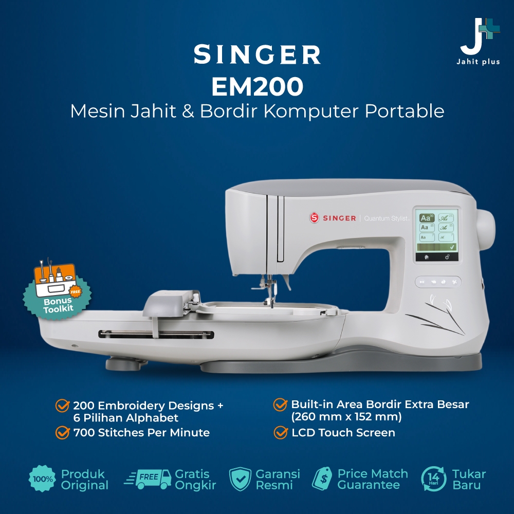 Mesin Bordir Komputer SINGER EM200 / EM-200 Quantum Stylist Computerised Portable