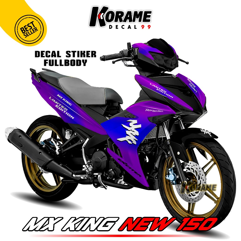 Decal New MX KING 150 Motif YZF Bunglon Variasi Ungu Biru