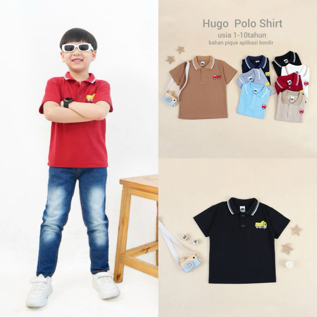 Kaos Kerah Anak Laki Laki / Kaos Hugo Polo Shirt Usia 1-10 Tahun