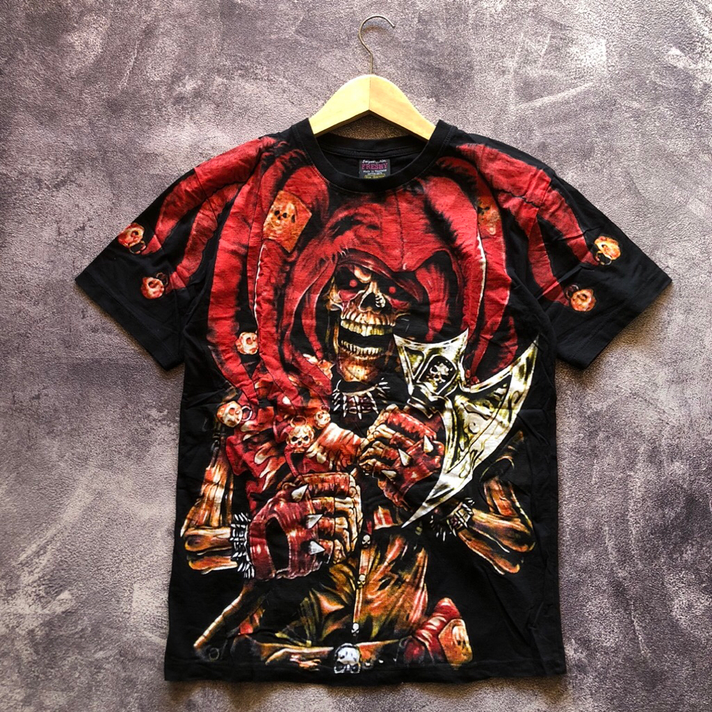 T-Shirts Freshy Full Print Second Size M,100% Cotton,Kaos metal second kaos hitam second kaos full p