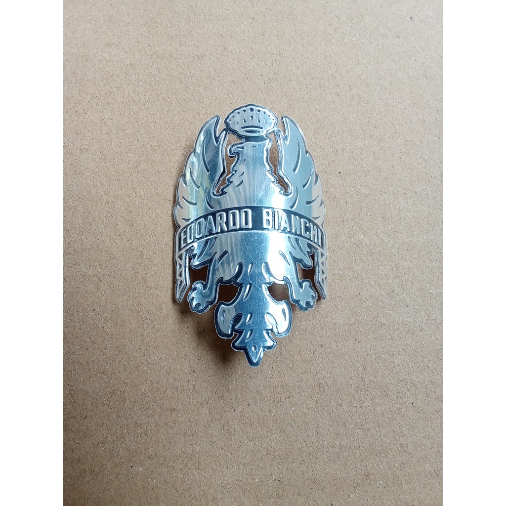 Emblem Sepeda Plat Merk Bianchi Silver