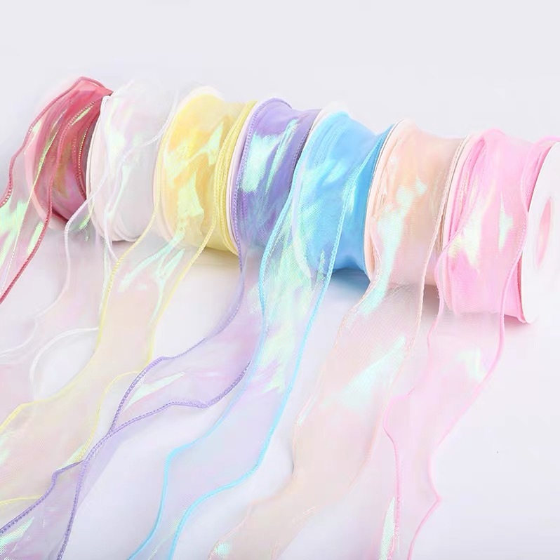 [Meteran] Pita Organza Fishtail Hologram Korea - Pita Kriting Wavy Kriwil Keriting Gelombang Organdi