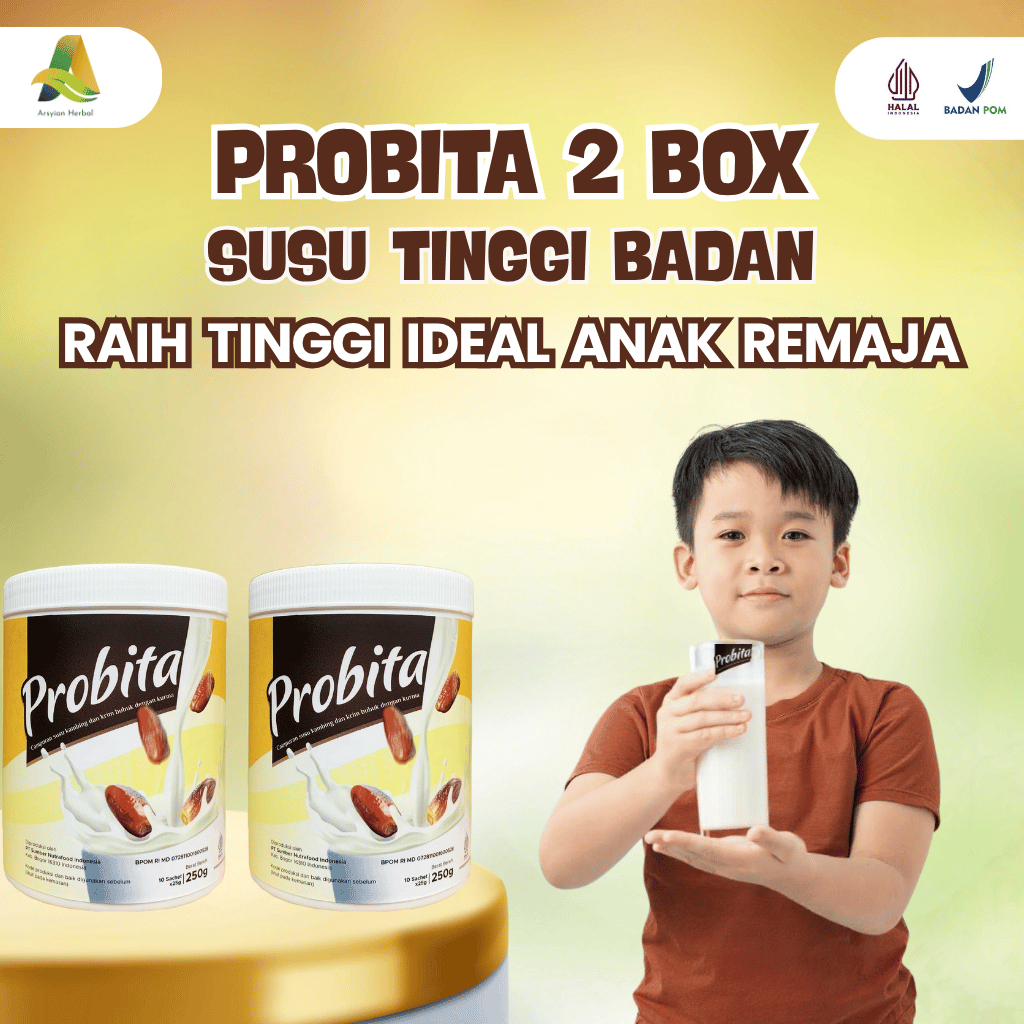 

PROBITA 2 BOX Susu Kambing Kurma - Penambah Tinggi Badan Anak & Remaja - Rendah Gula - BPOM & Halal