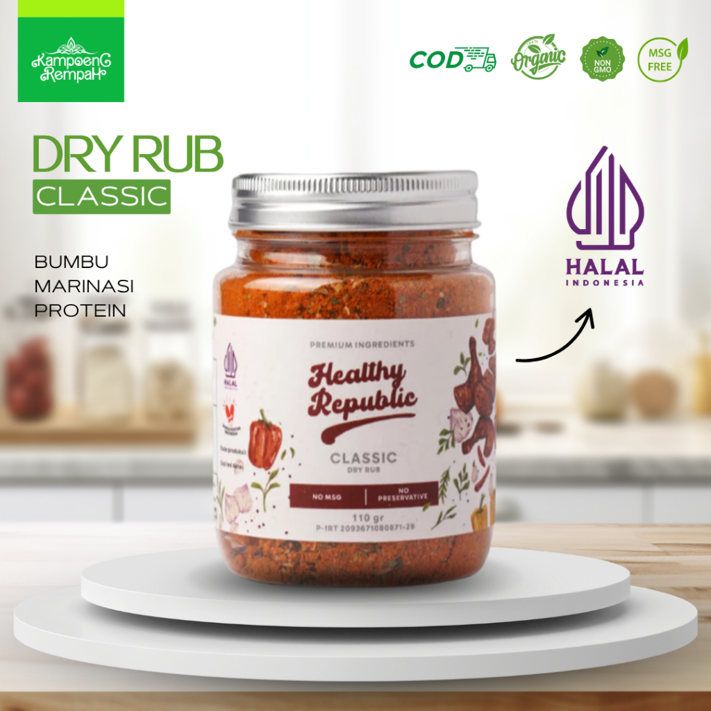 

Dry Rub Healthy Republic Classic | Bumbu Marinasi Serba Guna Rendah Kalori dan Lemak 110gr