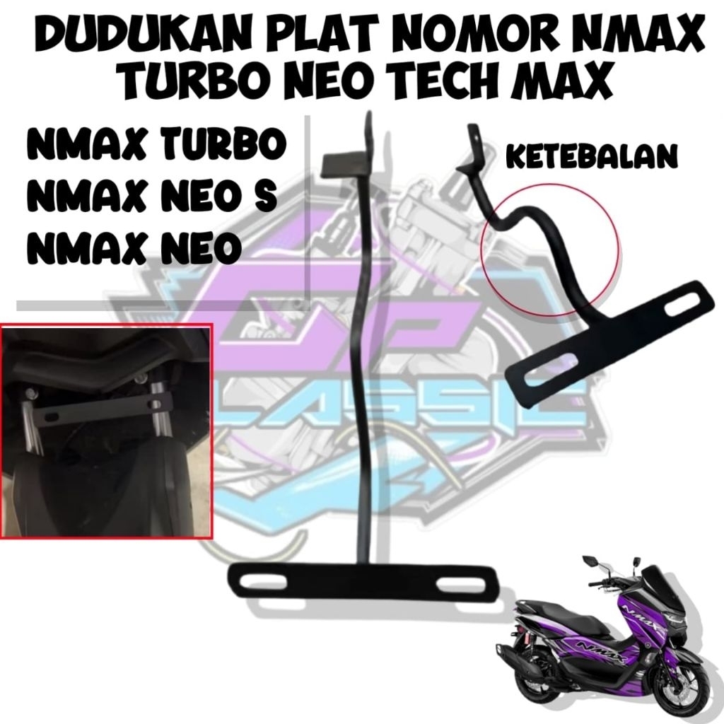 DUDUKAN PANGKON PLAT NOMOR DEPAN NMAX TURBO NEO TECH MAX