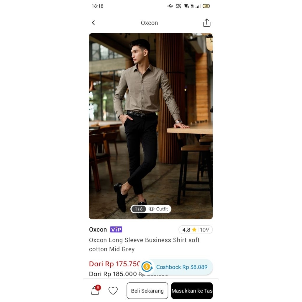 kemeja OXCON - mid grey ( size L )