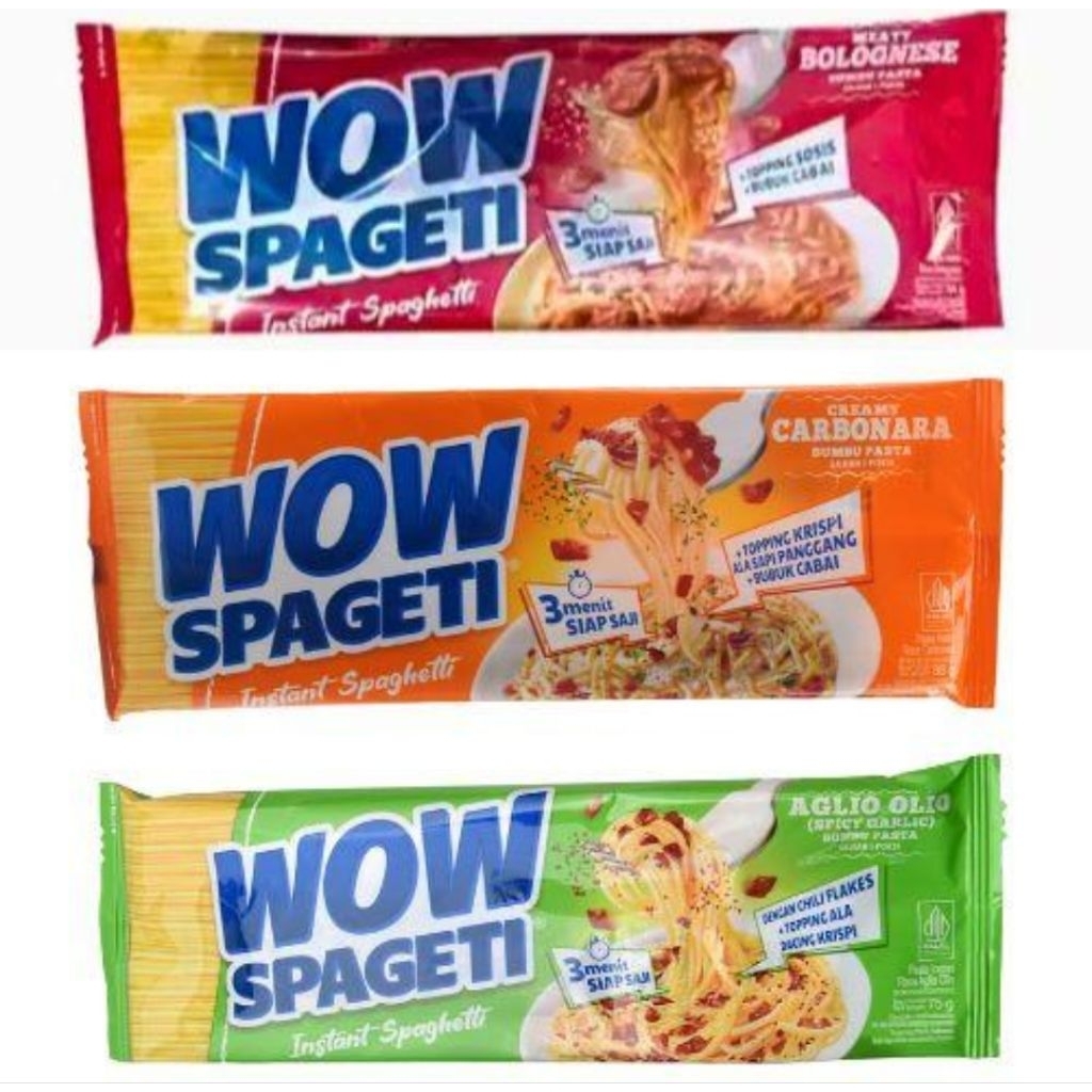 

WOW Sphagetti Instan 88gr Plus Bumbu Bolognese/Carbonara/Aglio Olio