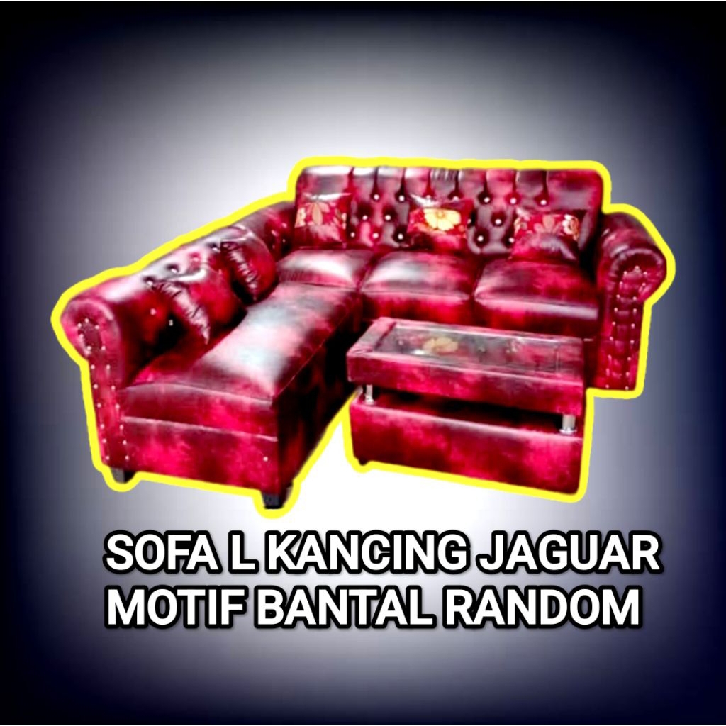 SOFA L PUTUS JAGUAR KANCING / SOFA L KANCING JAGUAR BUSA TEBAL / SOFA L MINIMALIS / SOFA RUANG TAMU 