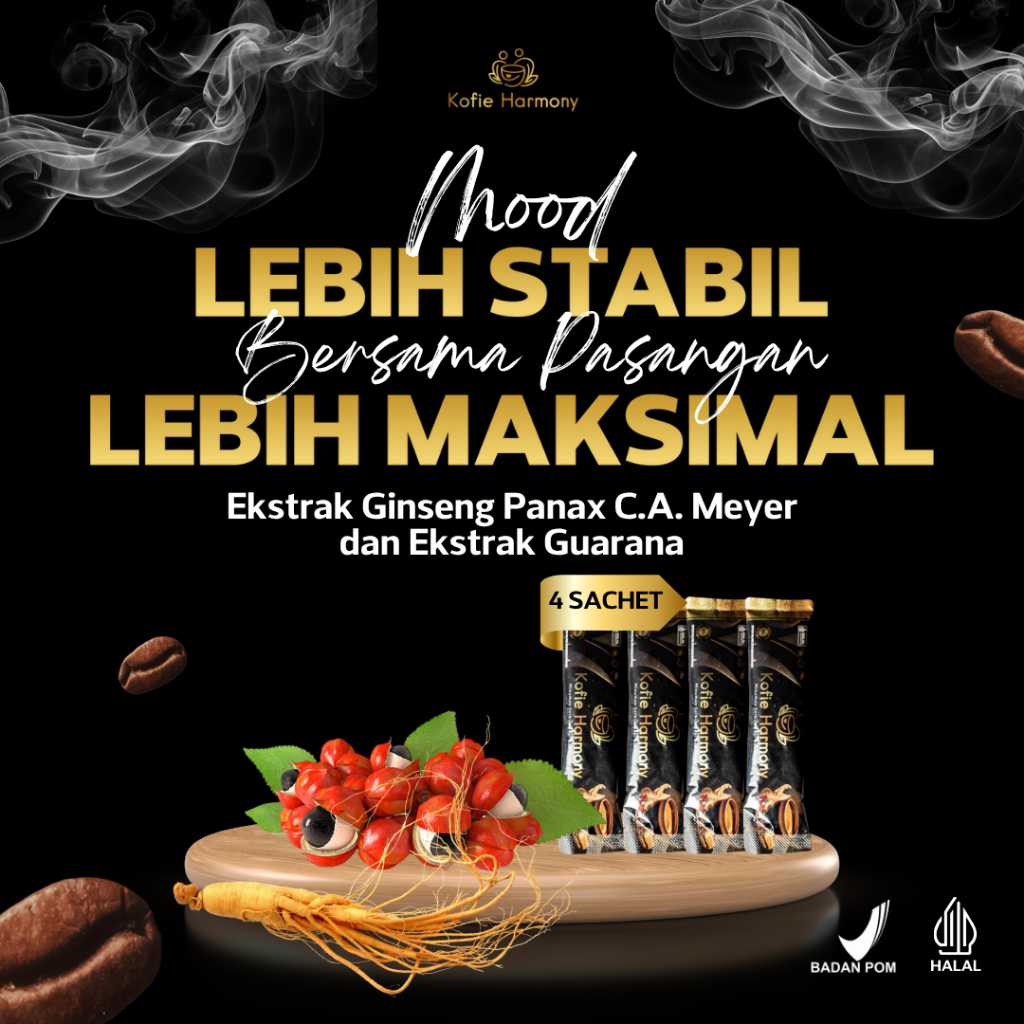 

Kofie Harmony isi 5 sachet Kopi Instan Pasangan Harmonis Rasa Creamy Manis