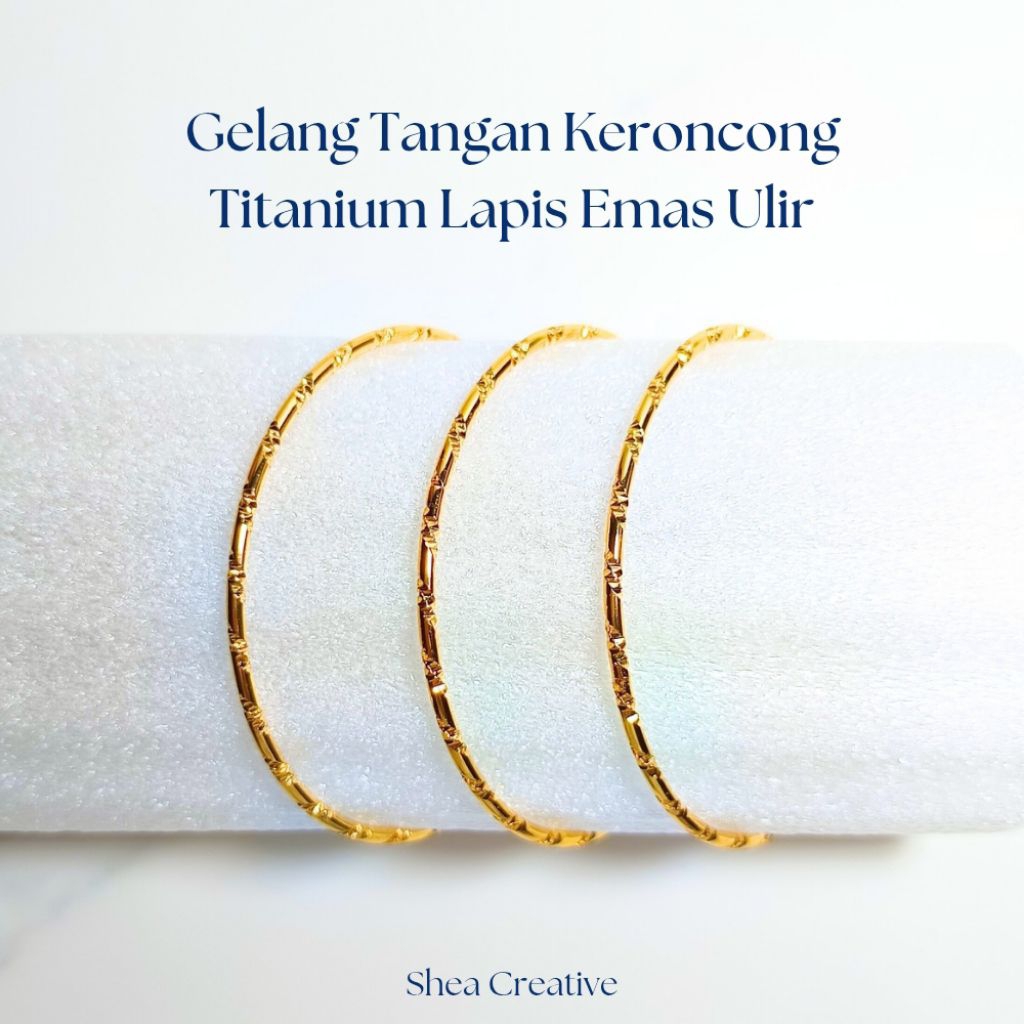 ✧SC✧ Gelang keroncong ulir titanium lapis emas size M | Gold plated titanium diamond cut bangle